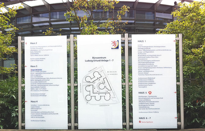 Wegweiserschilder, Beschilderung Gebäude, Facility Management, Schilder, Türschilder, Gebäudewegweiser