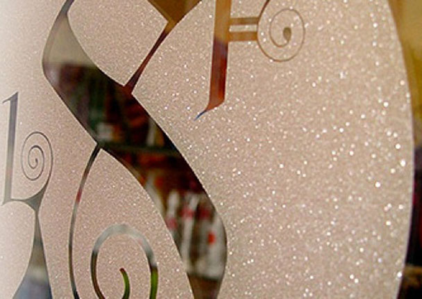 Glasdekorfolie, bedruckte Milchglasfolie, Sichtschutzfolie